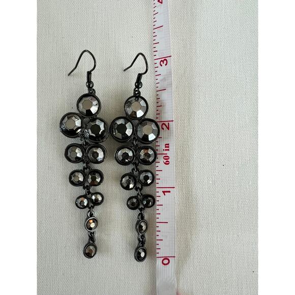 Fashion Jewelry Statement Dangle Earrings Set Of 2 Gray Silver - Picture 4 of 8